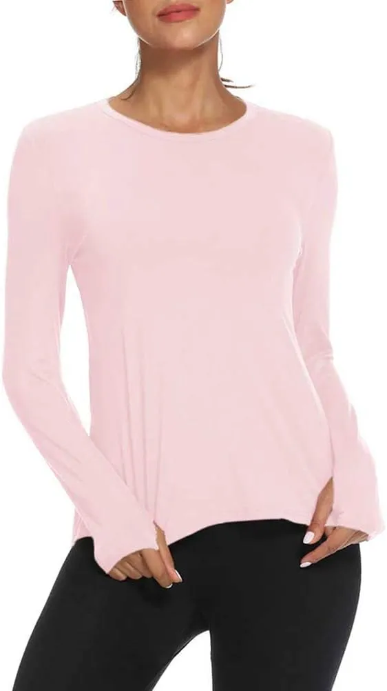 Mippo Long Sleeve Workout Shirts for Women Yoga Tops Open Back Running Shirts Athletic Clothes