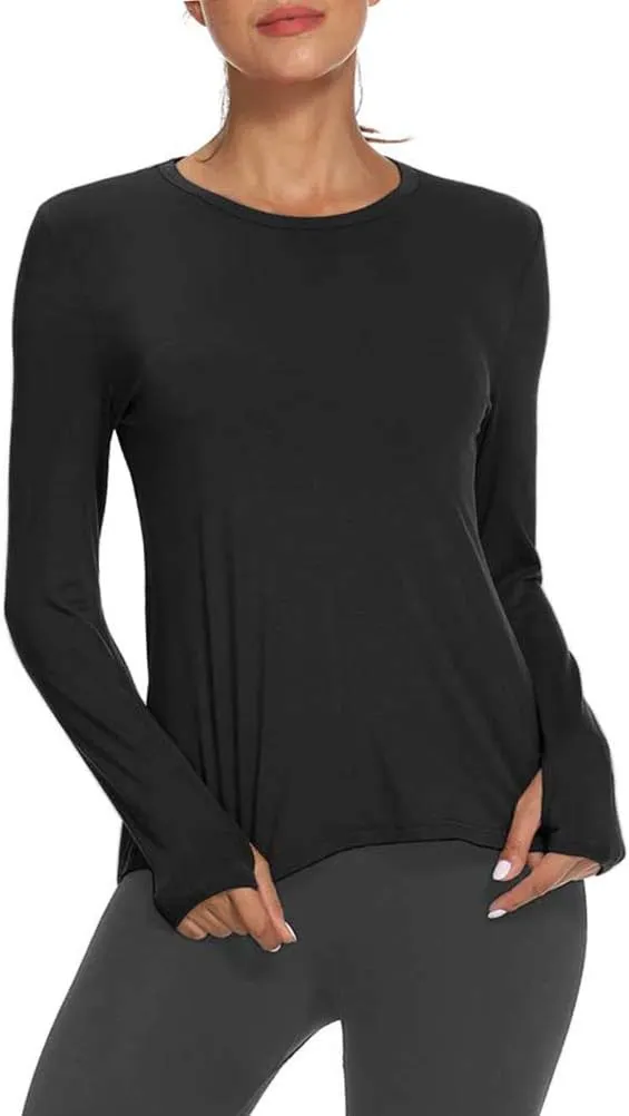 Mippo Long Sleeve Workout Shirts for Women Yoga Tops Open Back Running Shirts Athletic Clothes