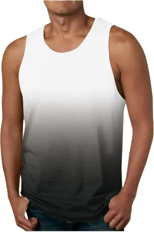 Muscularfit Beach Tank Tops for Men Summer Fashion Sleeveless Gradient Color Muscle Basic T Shirts Casual Loose Pullover Tops