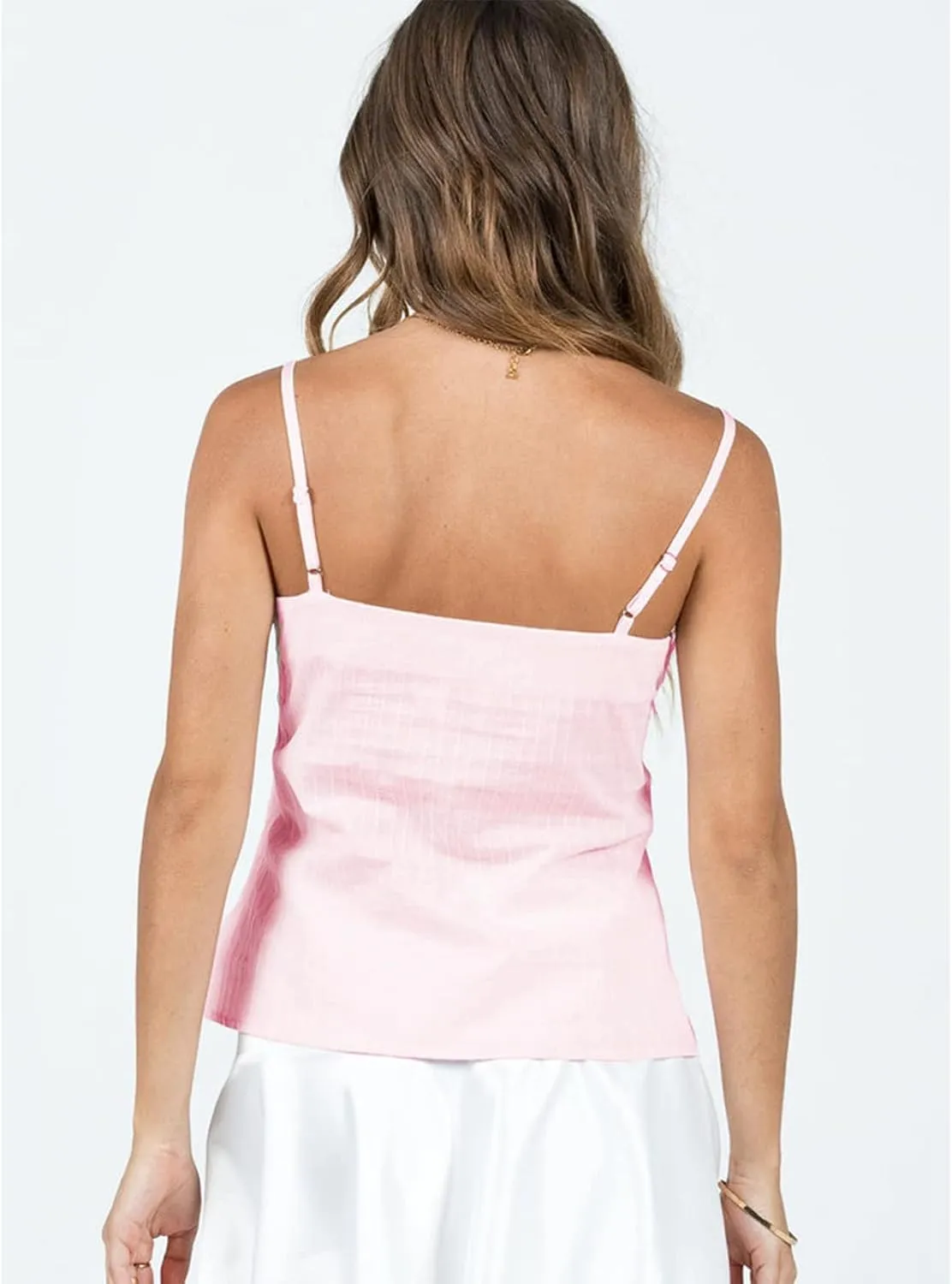 Mxiqqpltky Women Y2k Lace Trim Camisole Sexy Spaghetti Strap V Neck Flowy Crop Tank Tops Fairy Backless Tie Up Slim Cami Top