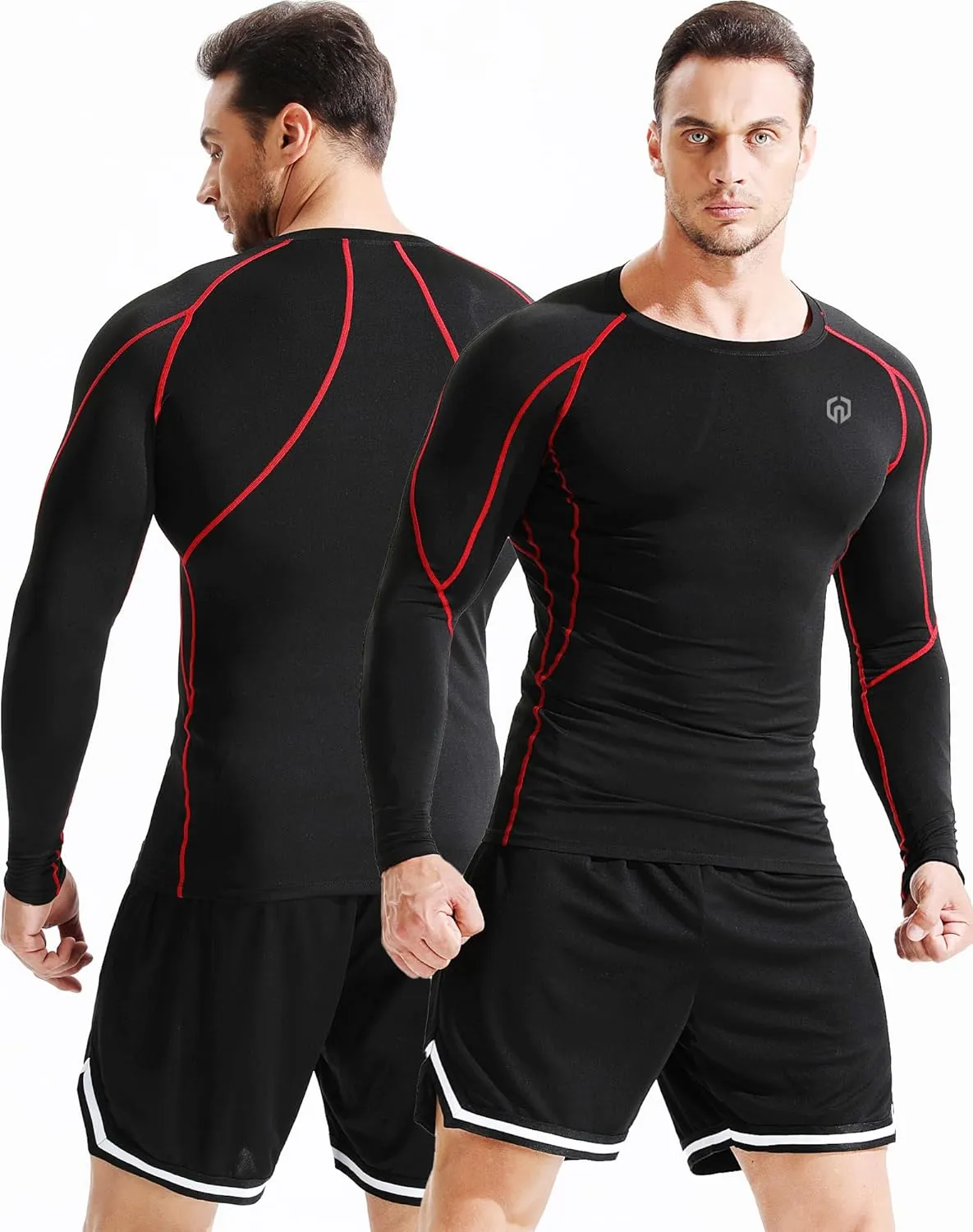 NELEUS Men's 3 Pack Dry Fit Long Sleeve Compression Shirts Workout Running Shirts
