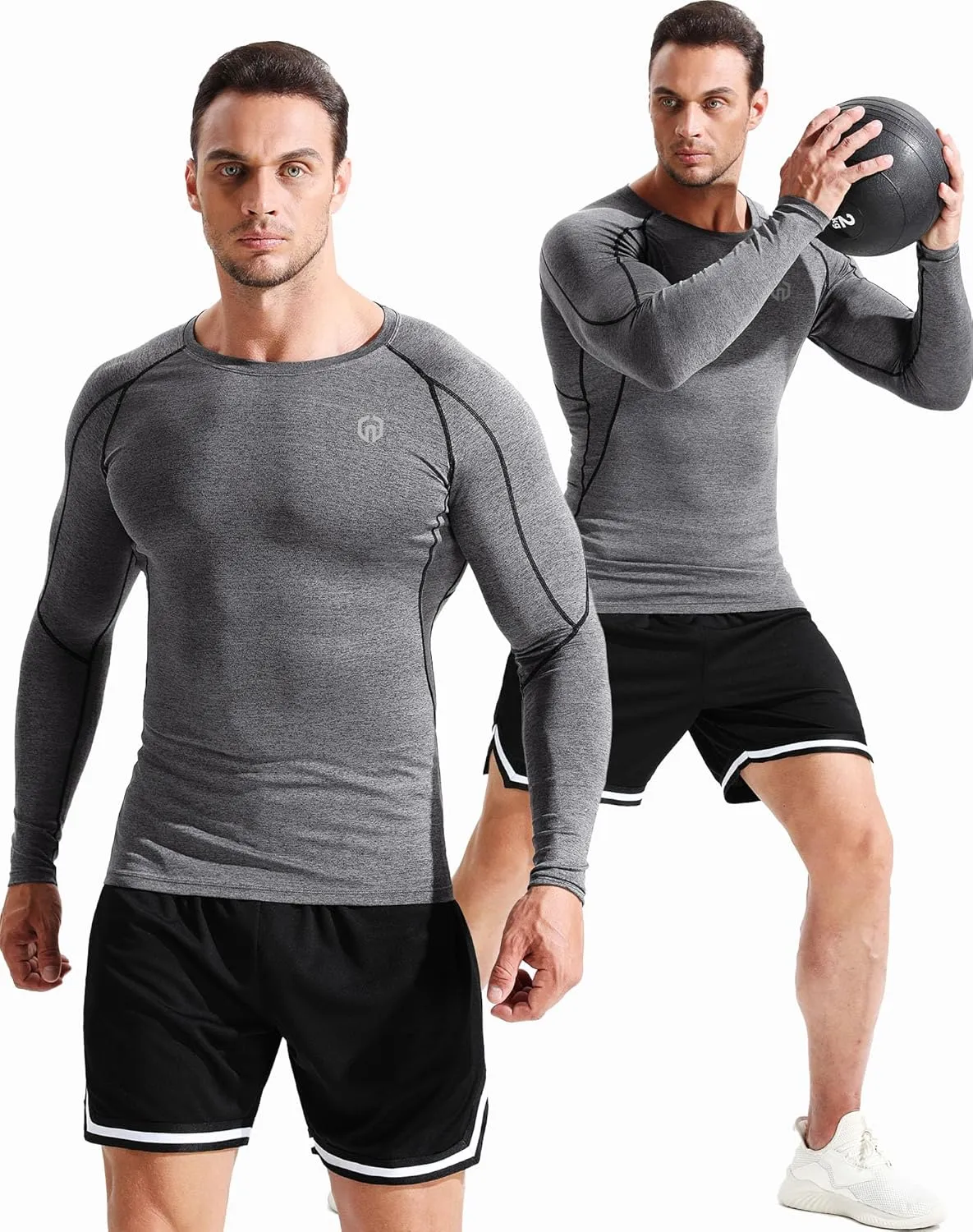 NELEUS Men's 3 Pack Dry Fit Long Sleeve Compression Shirts Workout Running Shirts