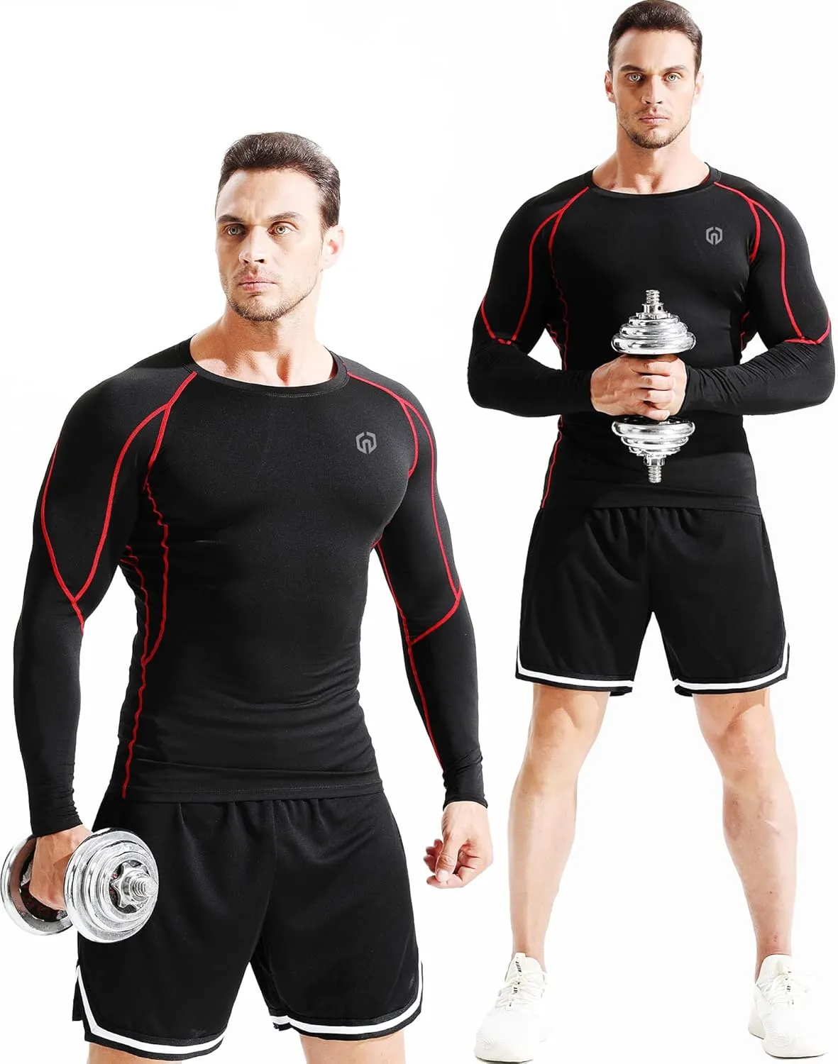 NELEUS Men's 3 Pack Dry Fit Long Sleeve Compression Shirts Workout Running Shirts