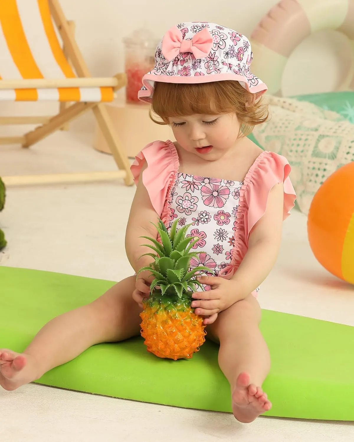 Newborn Baby Girl Swimsuit Toddler Bathing Suit One Piece Ruffle Short Sleeve Baby Swim Suit Infant Swimwear