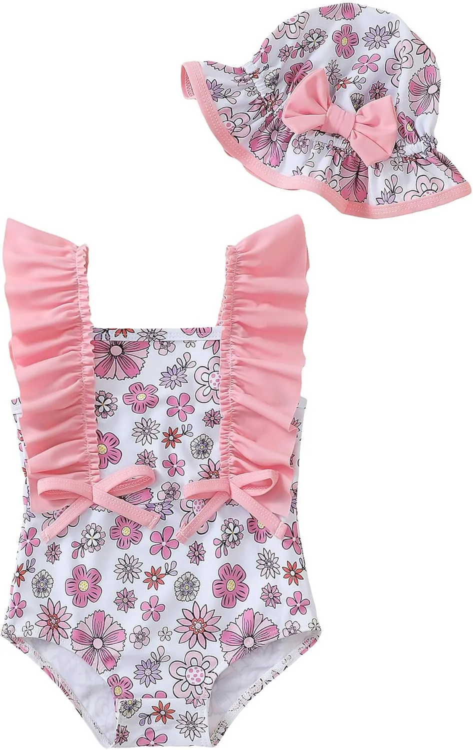 Newborn Baby Girl Swimsuit Toddler Bathing Suit One Piece Ruffle Short Sleeve Baby Swim Suit Infant Swimwear