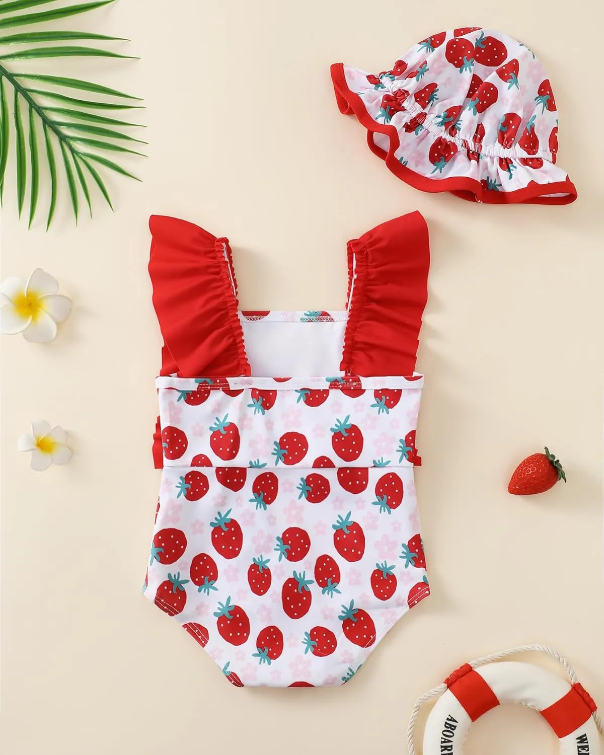 Newborn Baby Girl Swimsuit Toddler Bathing Suit One Piece Ruffle Short Sleeve Baby Swim Suit Infant Swimwear