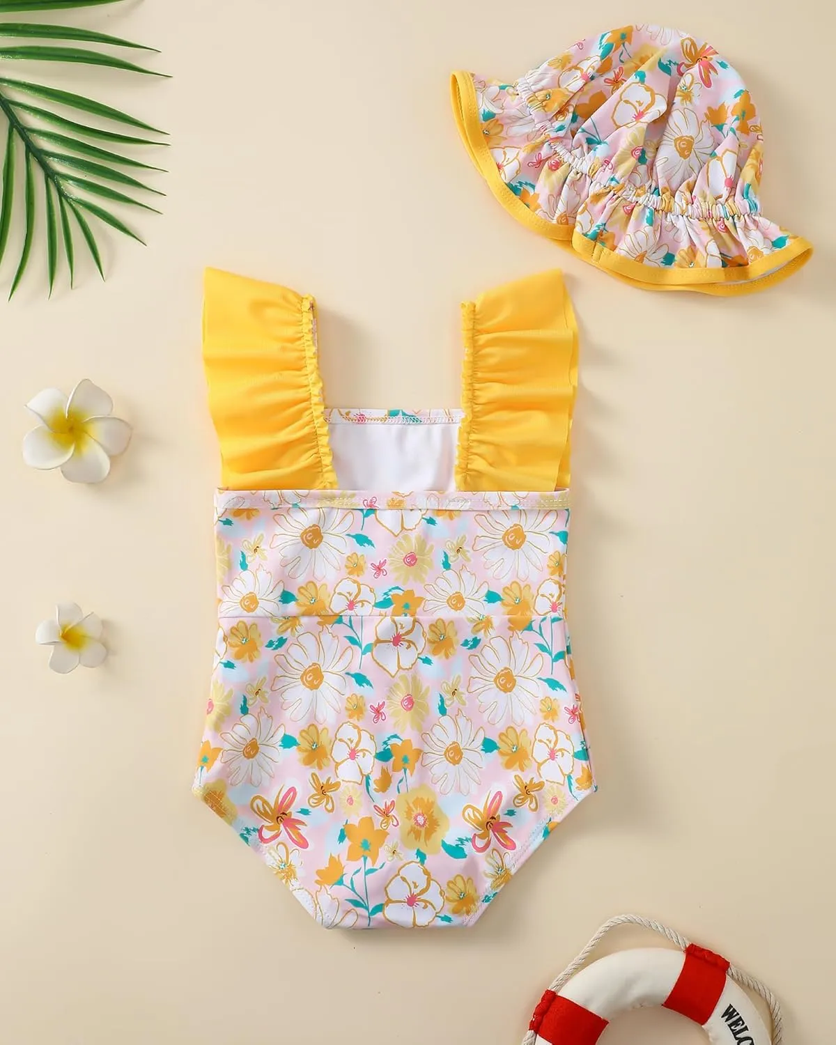 Newborn Baby Girl Swimsuit Toddler Bathing Suit One Piece Ruffle Short Sleeve Baby Swim Suit Infant Swimwear