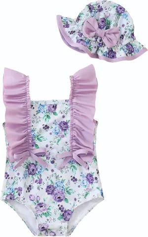 Newborn Baby Girl Swimsuit Toddler Bathing Suit One Piece Ruffle Short Sleeve Baby Swim Suit Infant Swimwear