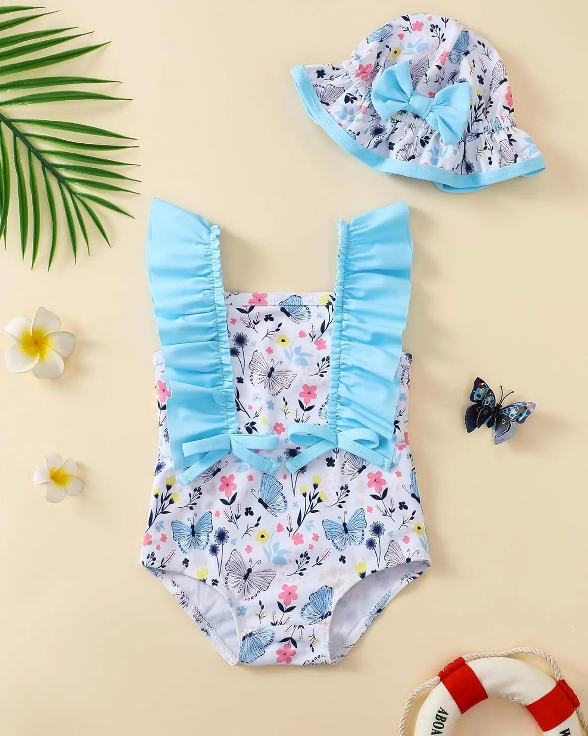 Newborn Baby Girl Swimsuit Toddler Bathing Suit One Piece Ruffle Short Sleeve Baby Swim Suit Infant Swimwear