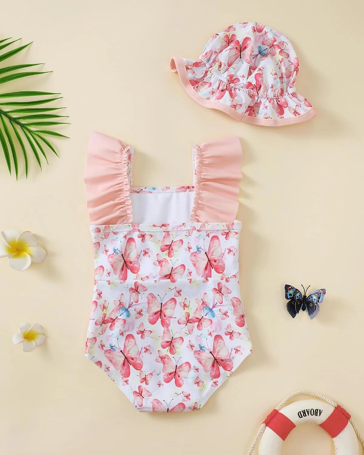 Newborn Baby Girl Swimsuit Toddler Bathing Suit One Piece Ruffle Short Sleeve Baby Swim Suit Infant Swimwear