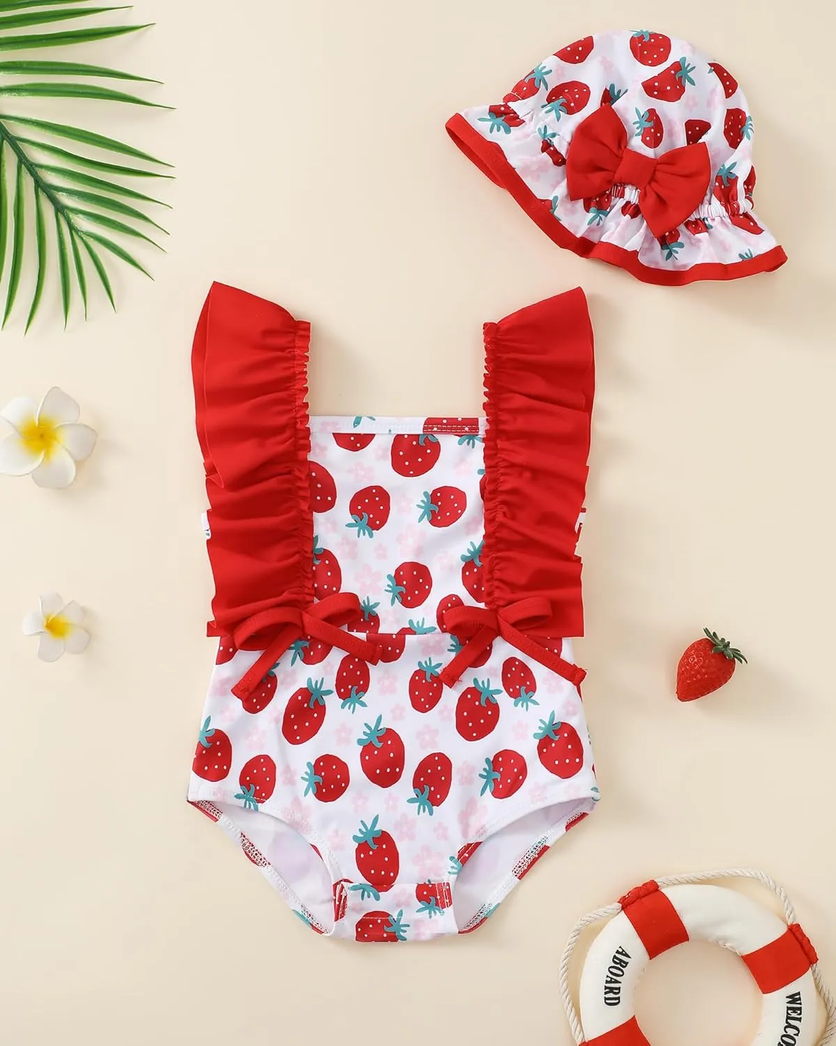 Newborn Baby Girl Swimsuit Toddler Bathing Suit One Piece Ruffle Short Sleeve Baby Swim Suit Infant Swimwear
