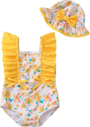 Newborn Baby Girl Swimsuit Toddler Bathing Suit One Piece Ruffle Short Sleeve Baby Swim Suit Infant Swimwear