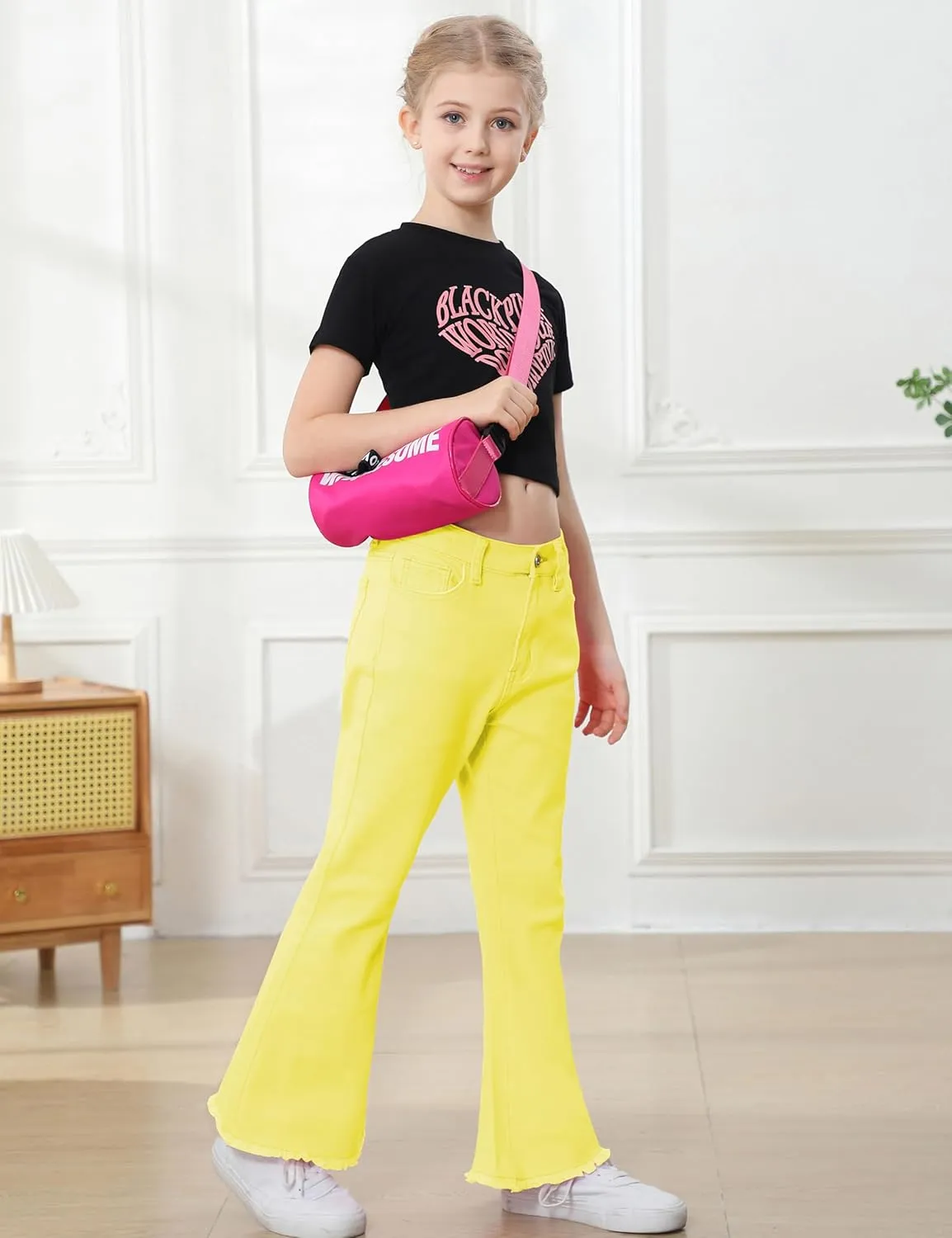 OeyFnbmO Birthday Gifts for Girls Flare Pants High Waisted Bootcut Stretch 70s Bell Bottom Jeans