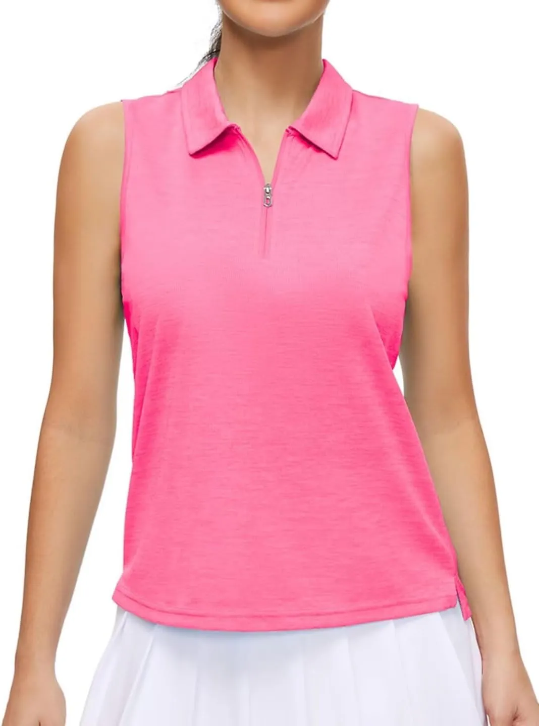 Pdbokew Women's Polo Shirts Quarter-Zip Golf Shirts Sleeveless Tops