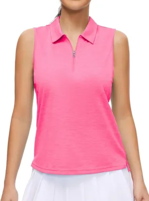 Pdbokew Women's Polo Shirts Quarter-Zip Golf Shirts Sleeveless Tops