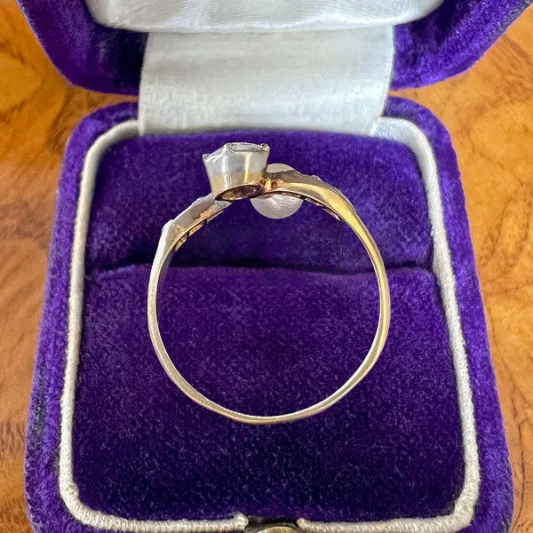 Pearl & Antique Pear Diamond Crossover Ring