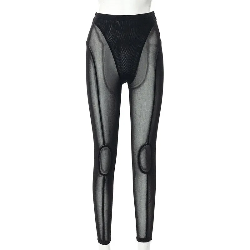 Perspective Mesh High Waist Black Leggings