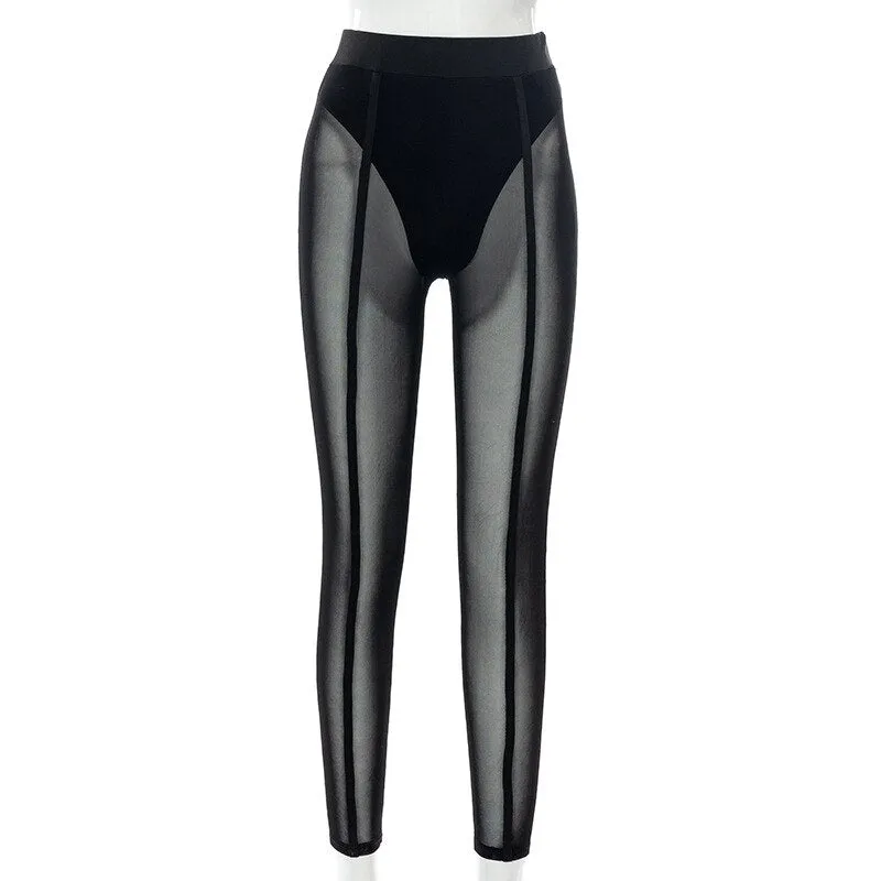 Perspective Mesh High Waist Black Leggings