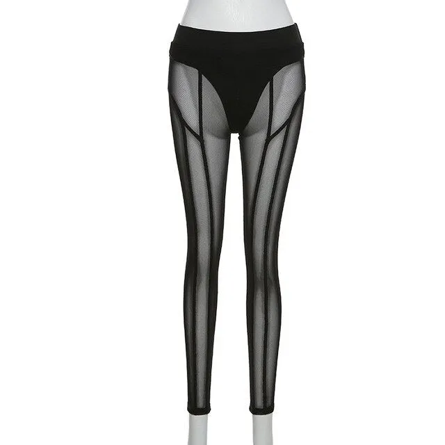 Perspective Mesh High Waist Black Leggings