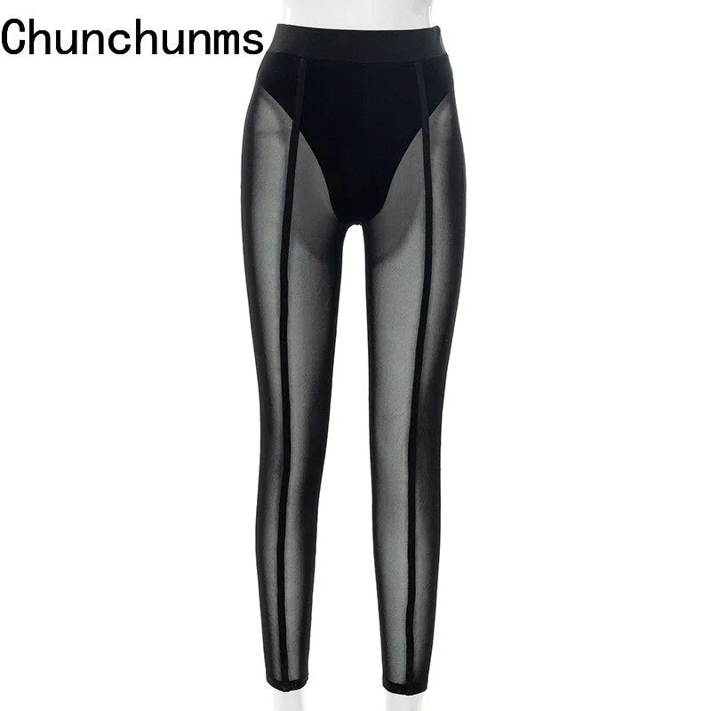 Perspective Mesh High Waist Black Leggings