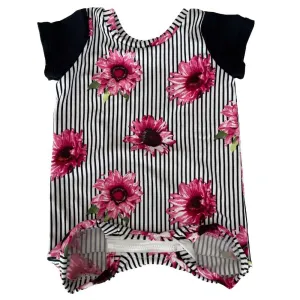 Pinstripe Floral Summer Zip Romper