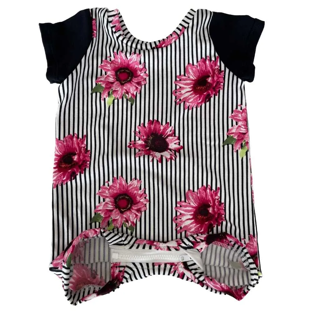 Pinstripe Floral Summer Zip Romper