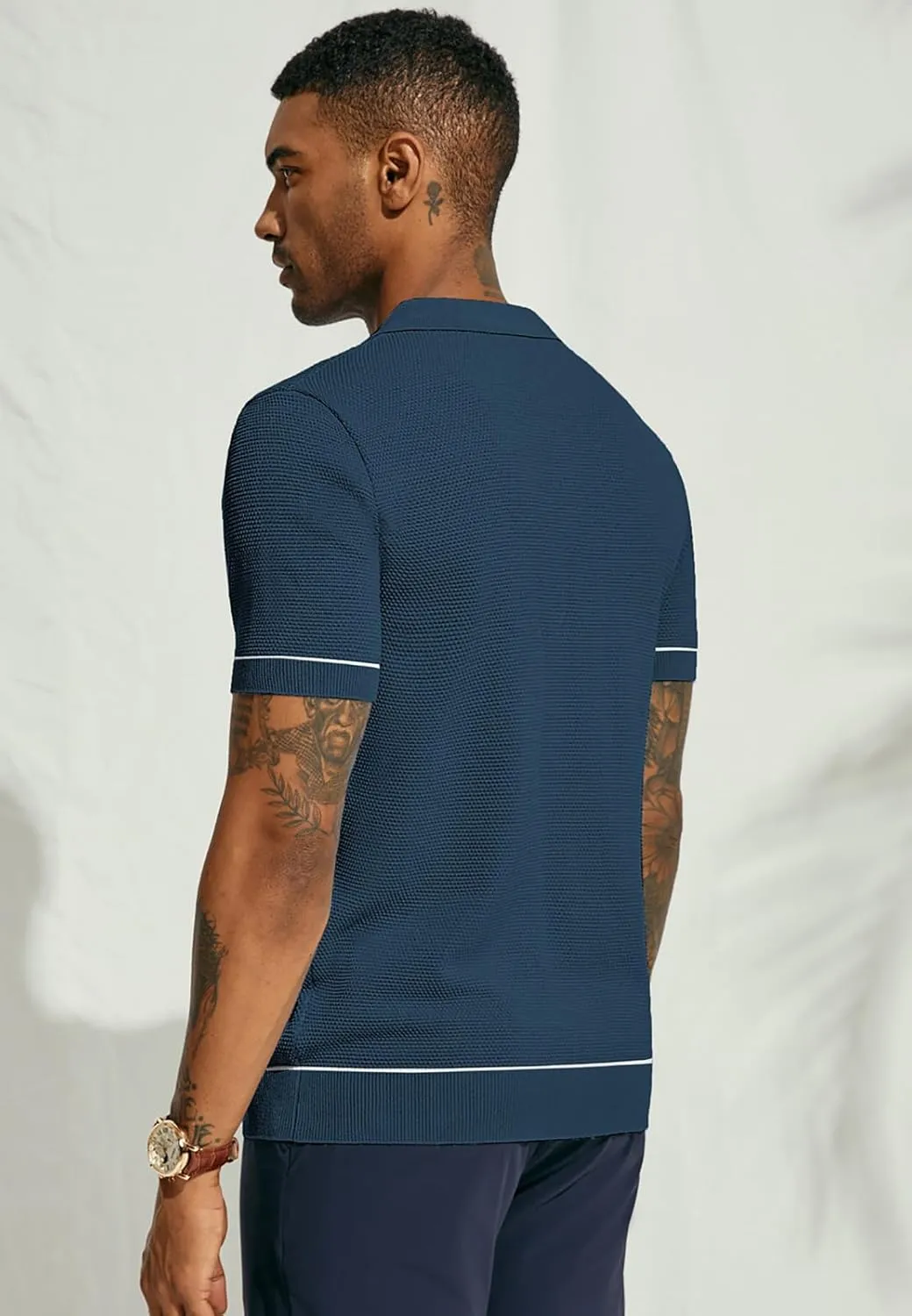 PJ PAUL JONES Mens Polo Shirts Short Sleeve Textured Knit Polo Shirts