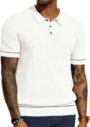 PJ PAUL JONES Mens Polo Shirts Short Sleeve Textured Knit Polo Shirts