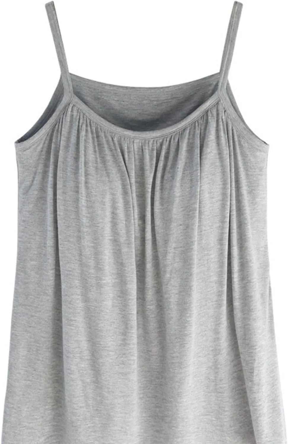 Plus Size Camisoles for Women Bulit in Bra Summer Casual Spaghetti Strap Tank Tops Loose Fit Sleeveless Pleated Shirt