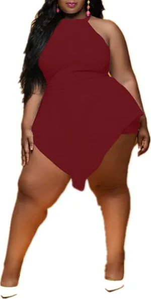 Plus Size Shorts Rompers for Womens Casual Summer Sexy Clubwear Halter Tank Top Sleeveless Jumpsuits Dressy Elegant