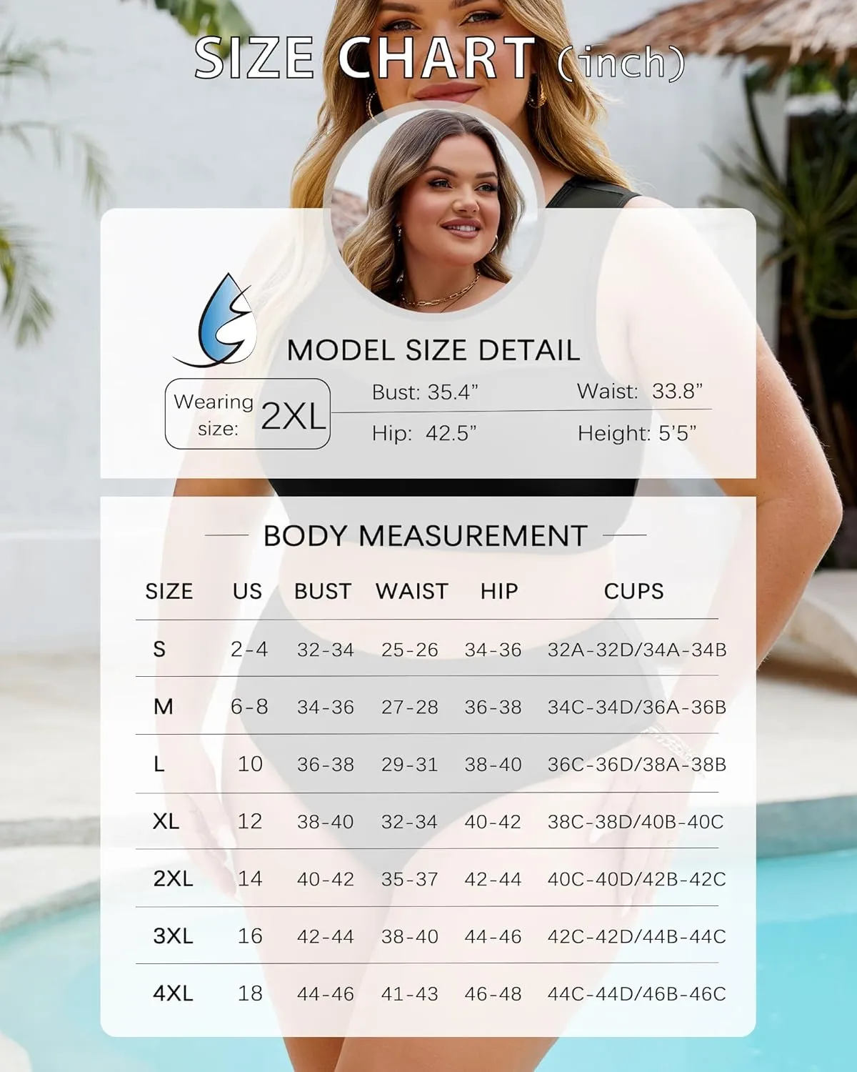 Plus Size Swimsuit for Women 2 Piece High Waisted Bikini Set Mesh Tummy Control Bathing Suits Modest Swim Suit