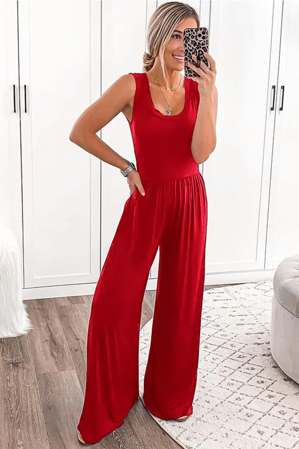 PRETTYGARDEN One Piece Jumpsuits 2025 Spring Sleeveless Tank Wide Leg Summer Casual Travel Airport Outfits Pants Rompers