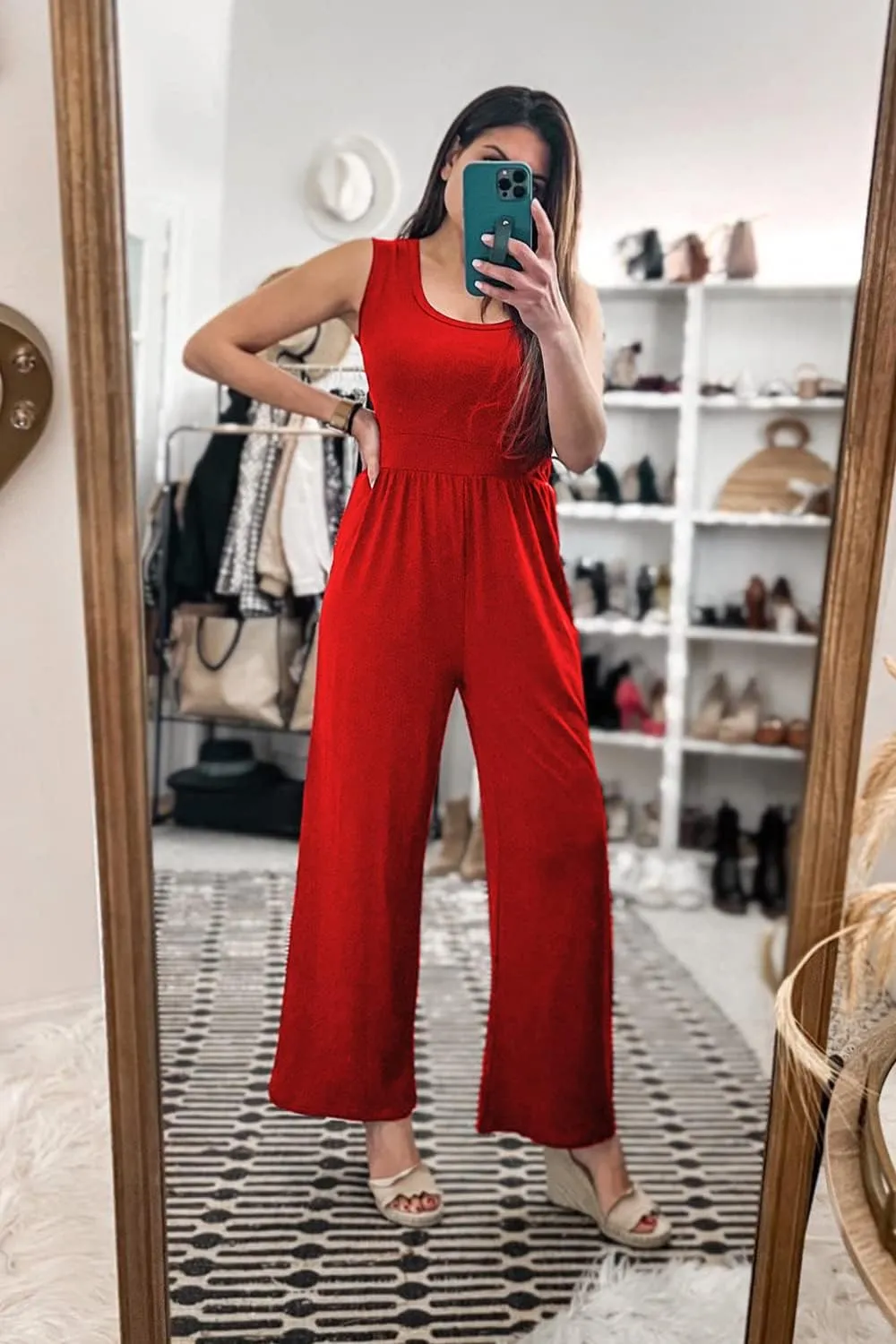 PRETTYGARDEN One Piece Jumpsuits 2025 Spring Sleeveless Tank Wide Leg Summer Casual Travel Airport Outfits Pants Rompers