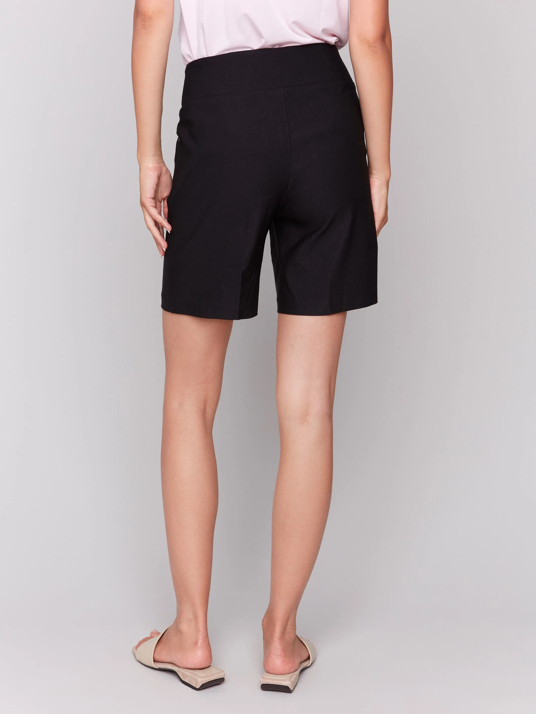 Pull-On Stretch Shorts - Black