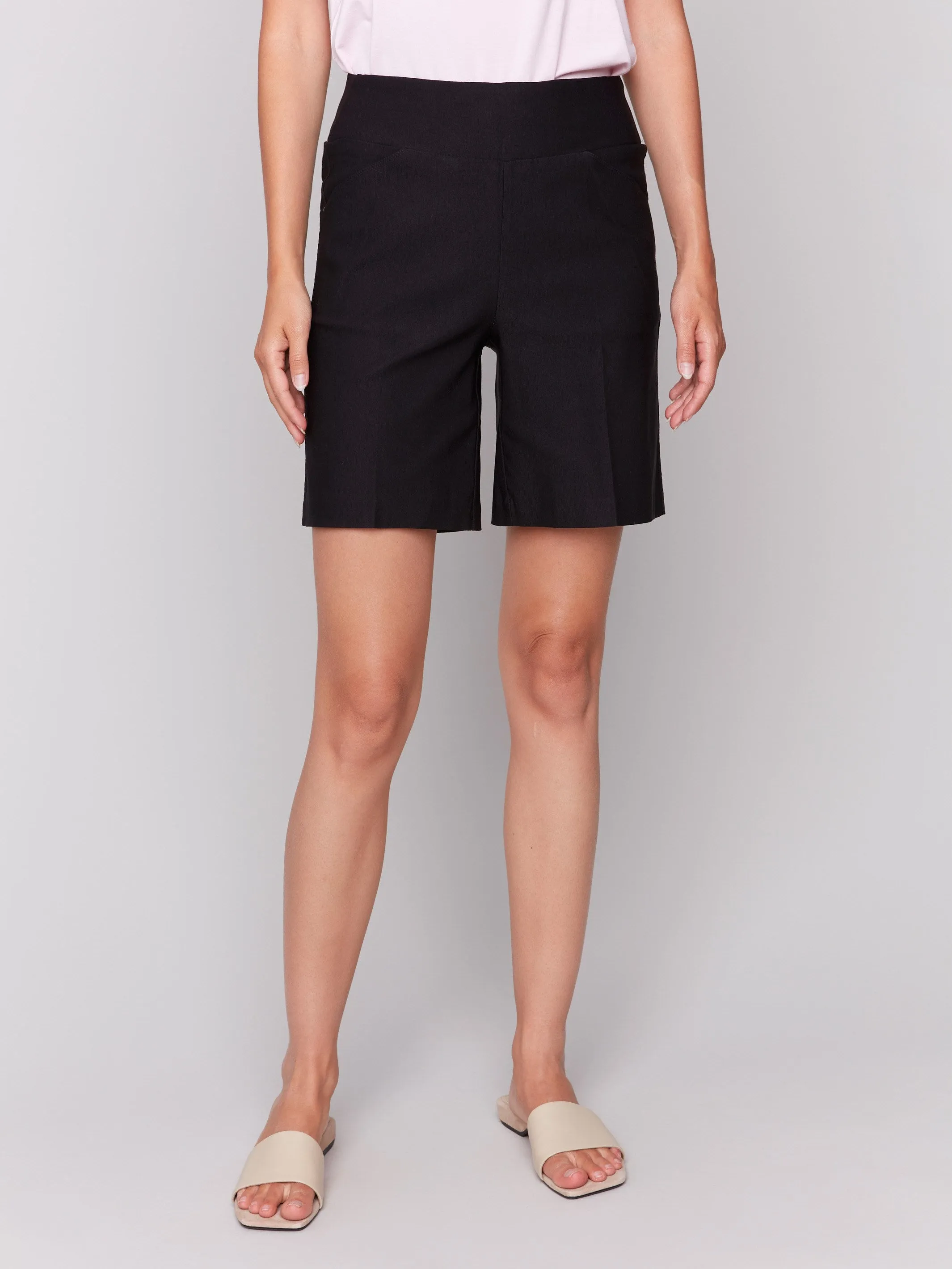 Pull-On Stretch Shorts - Black