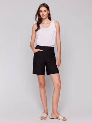 Pull-On Stretch Shorts - Black
