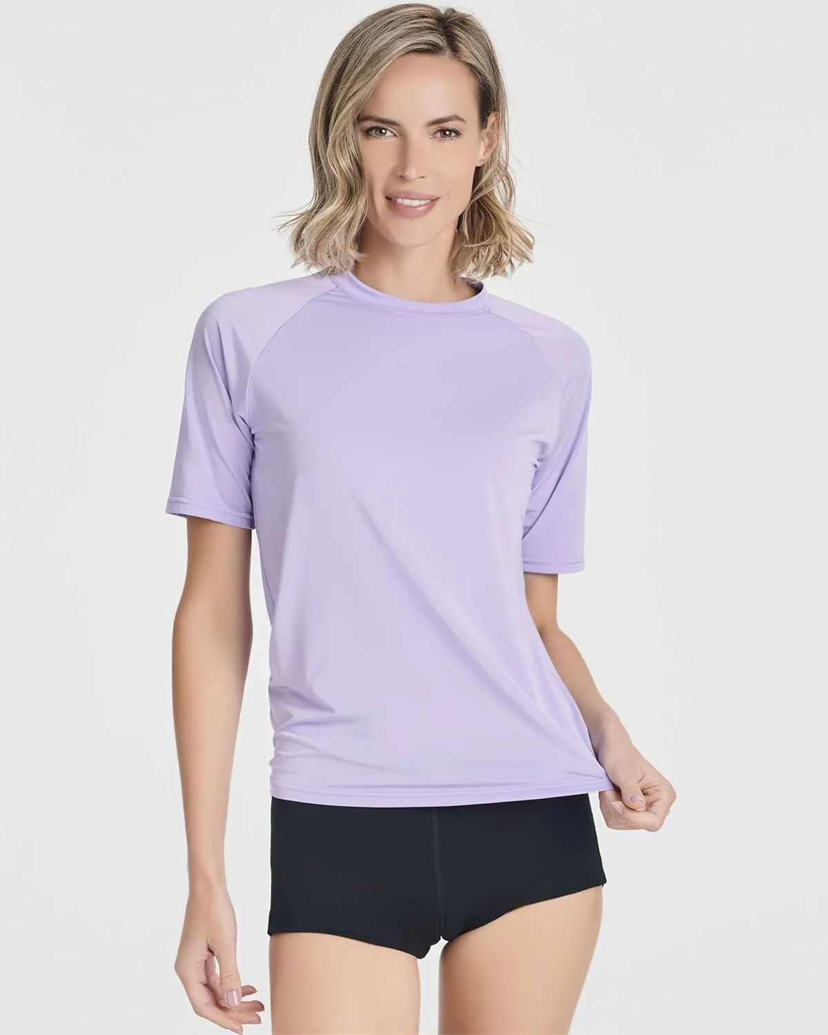 Real Essentials 4 Pack: Women's UPF Short Sleeved Active Rashguard & UV Sun Protection Swimsuit Top (Availabe in Plus Size)
