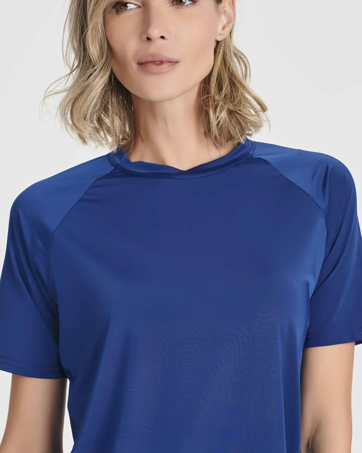 Real Essentials 4 Pack: Women's UPF Short Sleeved Active Rashguard & UV Sun Protection Swimsuit Top (Availabe in Plus Size)