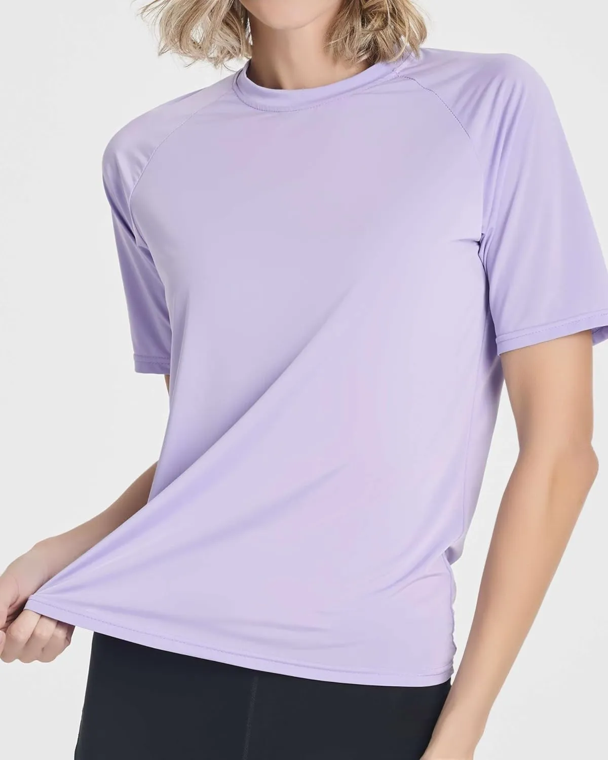 Real Essentials 4 Pack: Women's UPF Short Sleeved Active Rashguard & UV Sun Protection Swimsuit Top (Availabe in Plus Size)