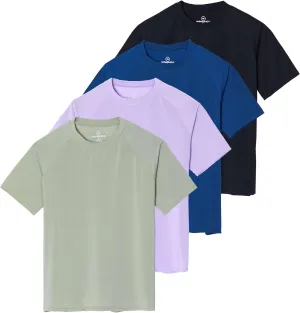 Real Essentials 4 Pack: Women's UPF Short Sleeved Active Rashguard & UV Sun Protection Swimsuit Top (Availabe in Plus Size)