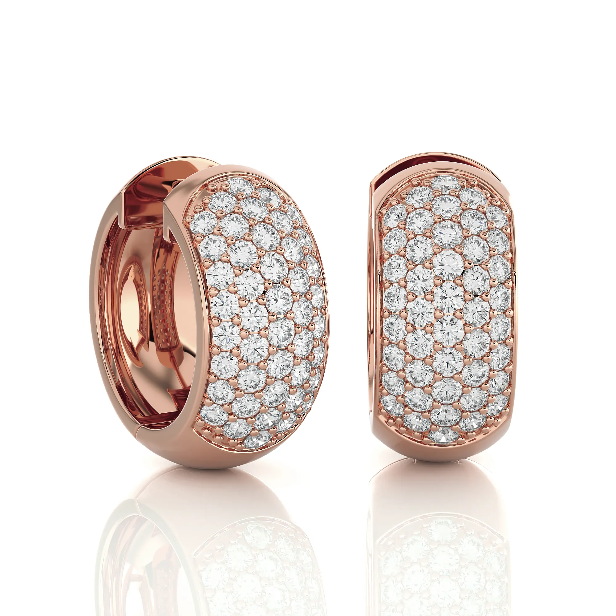 Round Lab Grown Diamond Huggie Hoop Earrings