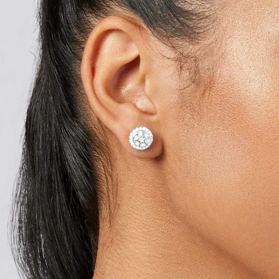Round Miracle Halo Earrings with 1/2ct of Diamonds in 9ct Yellow Gold