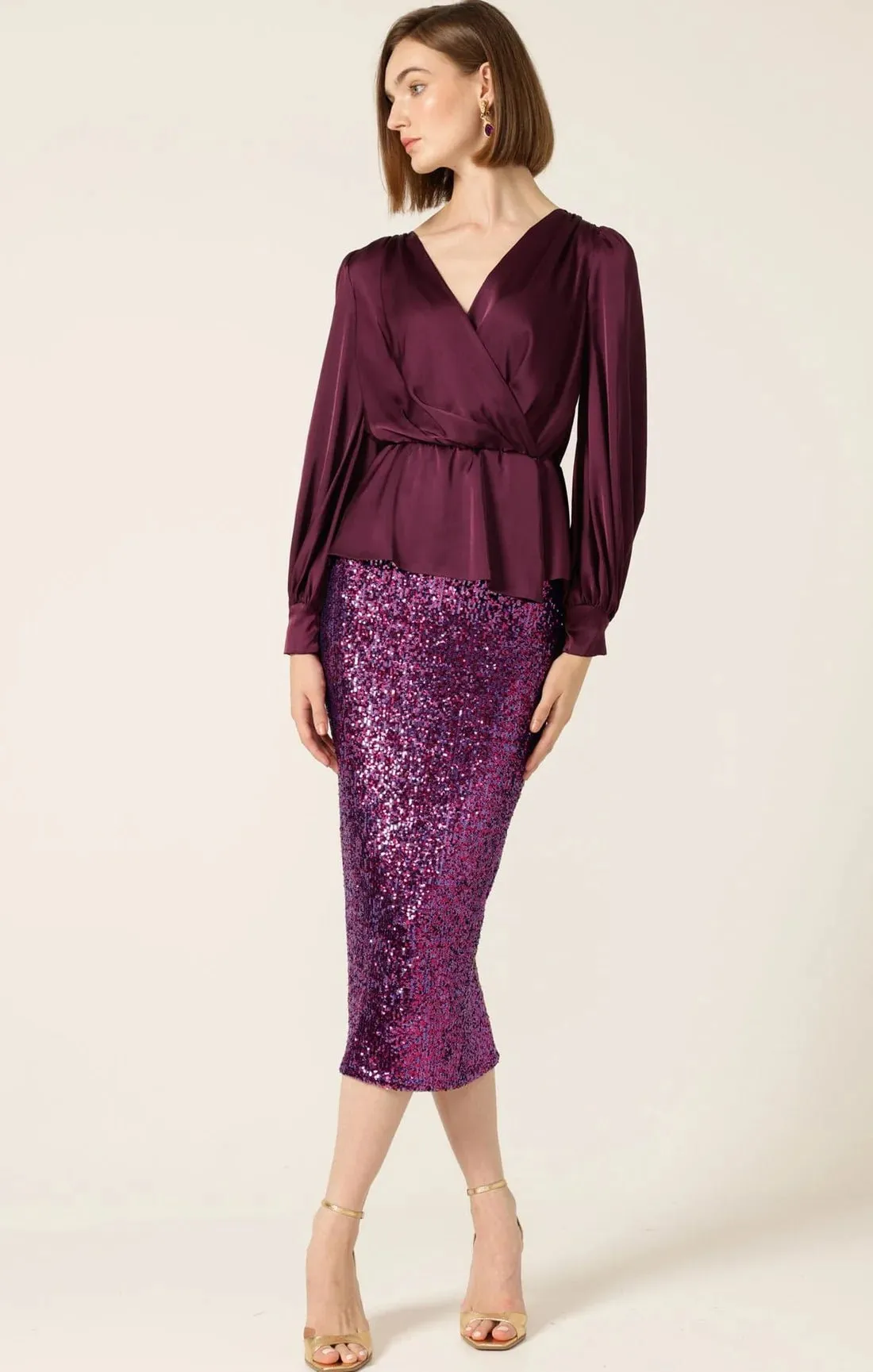 Satin Faux Wrap Top