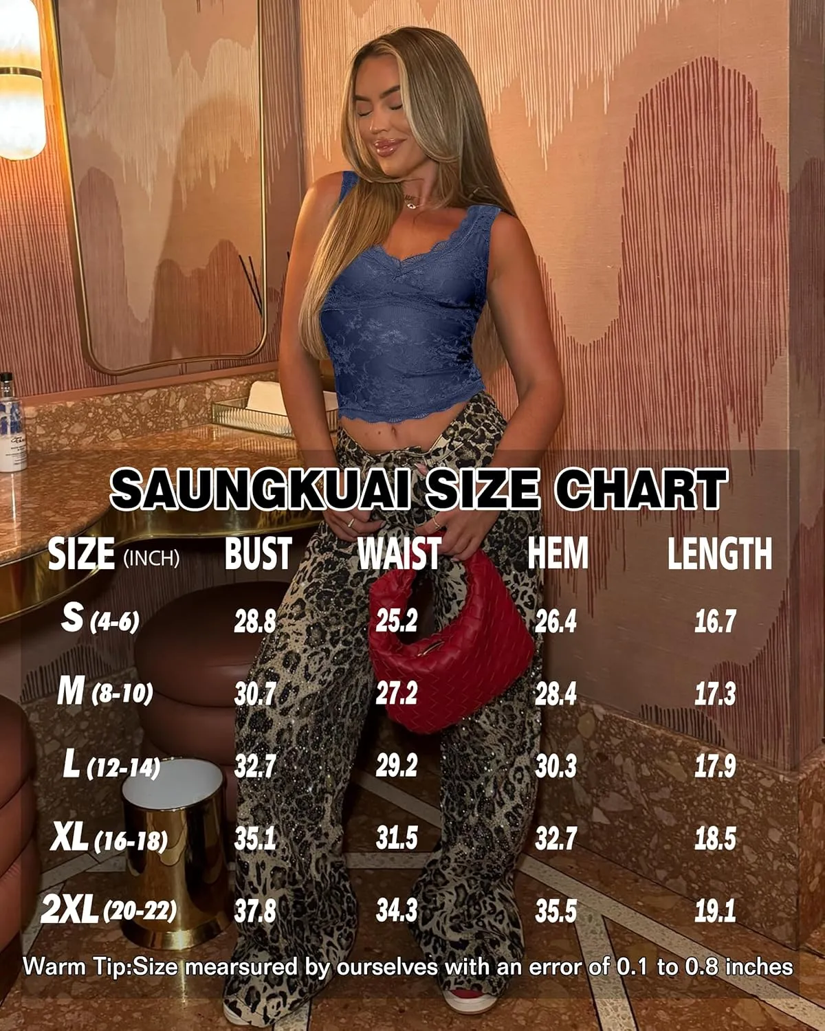 SAUNGKUAI Lace Going Out Tops for Women: V Neck Sleeveless Double Lined Y2K Tank Top Summer Outfits