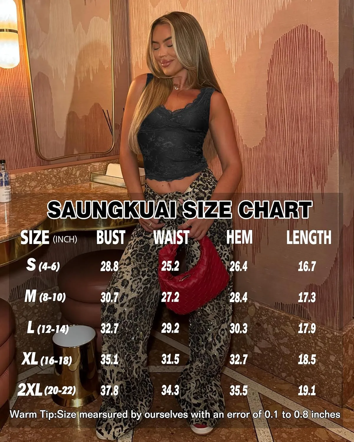 SAUNGKUAI Lace Going Out Tops for Women: V Neck Sleeveless Double Lined Y2K Tank Top Summer Outfits
