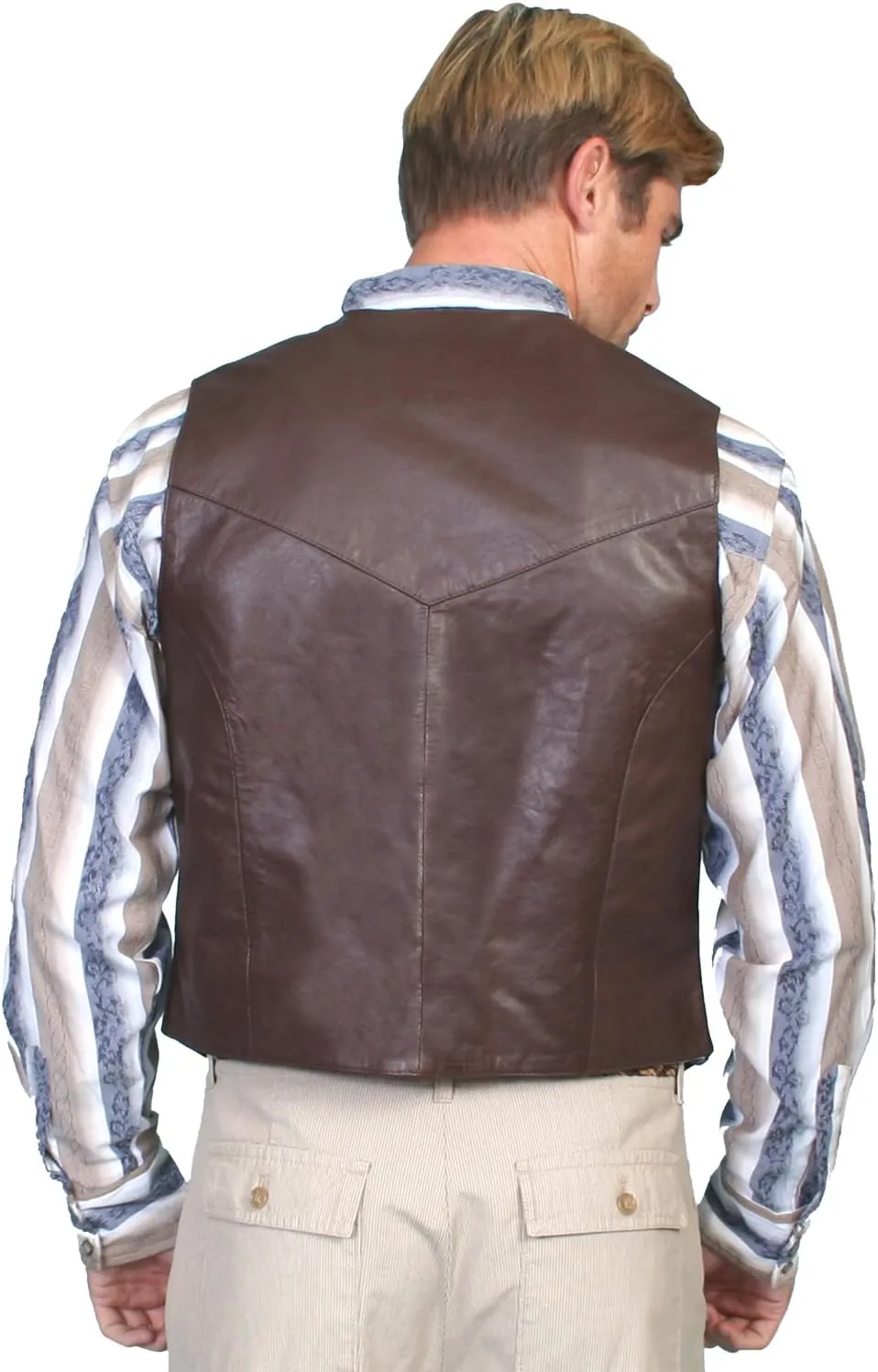 Scully Mens Brown Soft Lamb Western Snap Vest