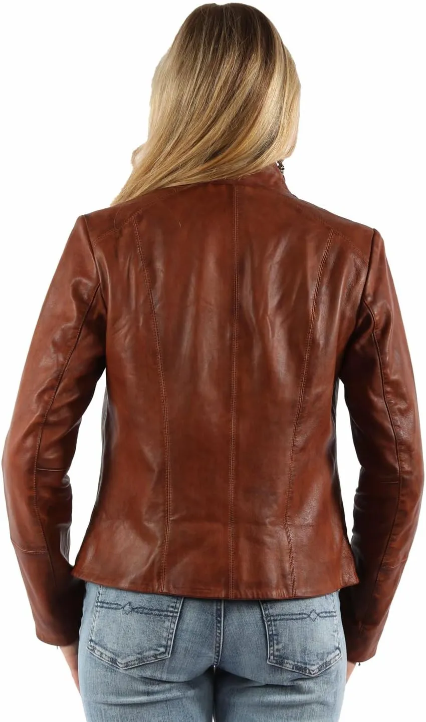 Scully Womens Merlot Leather Lightweight Zip Jacket