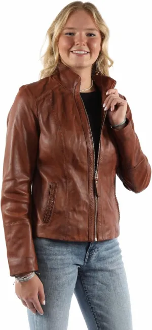 Scully Womens Merlot Leather Lightweight Zip Jacket