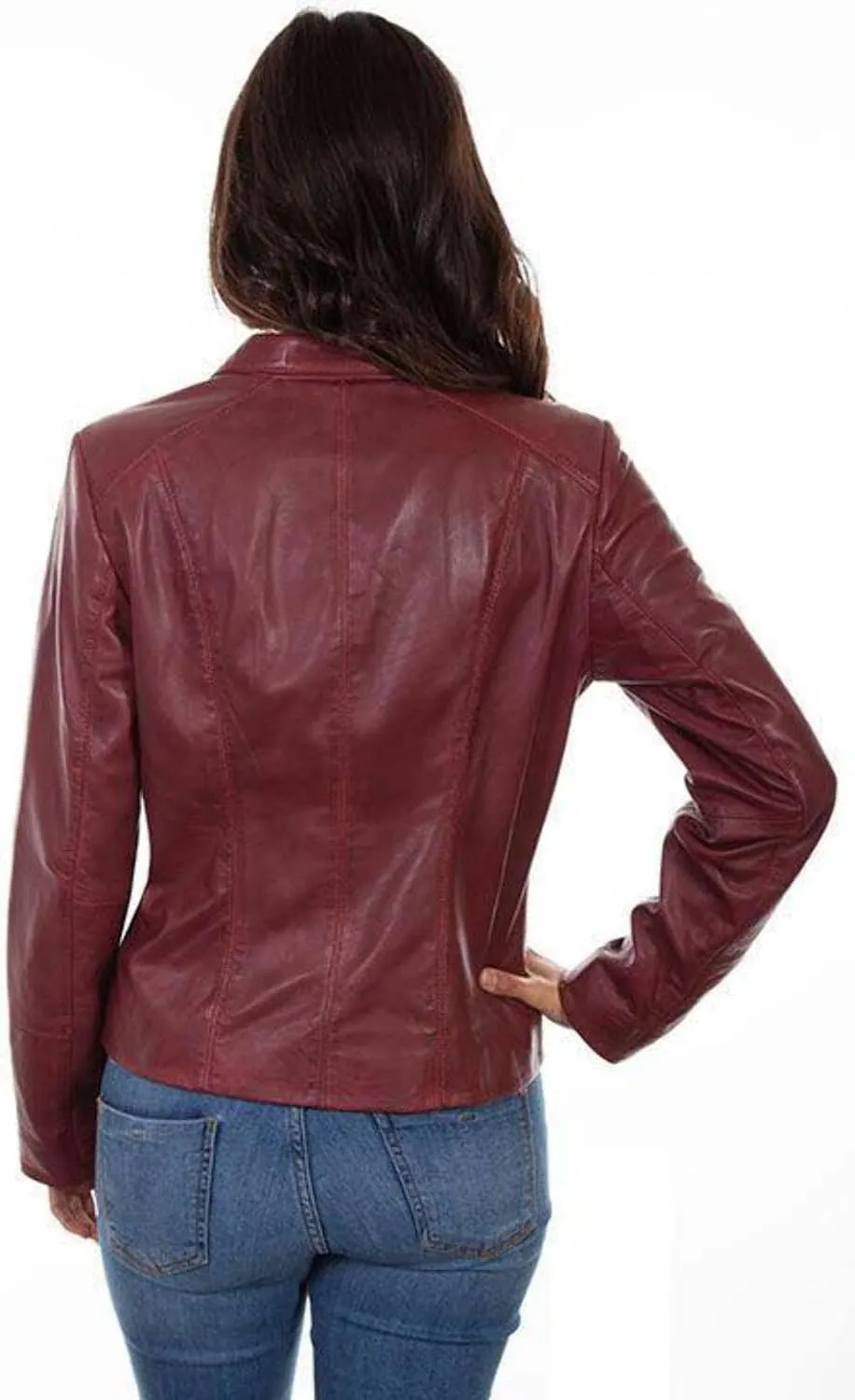 Scully Womens Merlot Leather Lightweight Zip Jacket