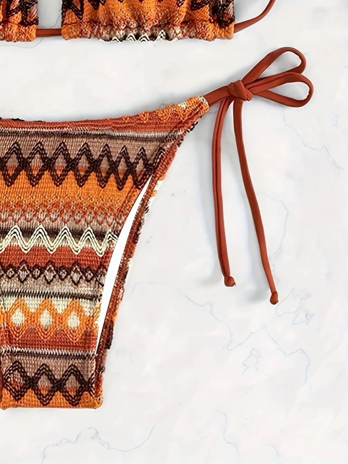 Sexy Bikini Sets for Women Two Piece Swimsuit - String Triangle Bikini Cheeky Boho Gold Brazilian Style Low Rise
